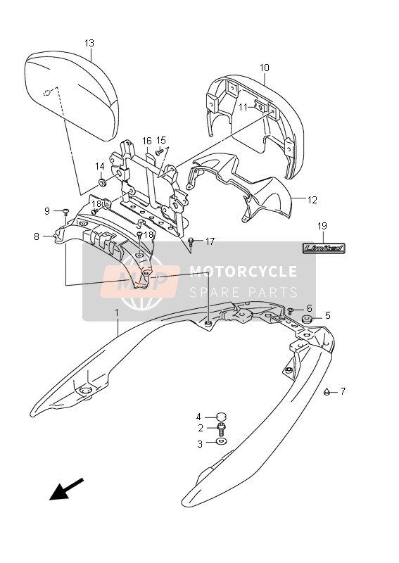 Suzuki AN400(A)(ZA) BURGMAN 2011 Poignée du cavalier (AN400ZA E19) pour un 2011 Suzuki AN400(A)(ZA) BURGMAN